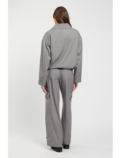 Twinset pantalone donna in grigio melange cargo