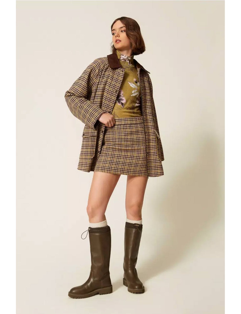 Twinset gonna corta in misto lana jacquard pied-de-pouleTwinsetPassioni Boutique