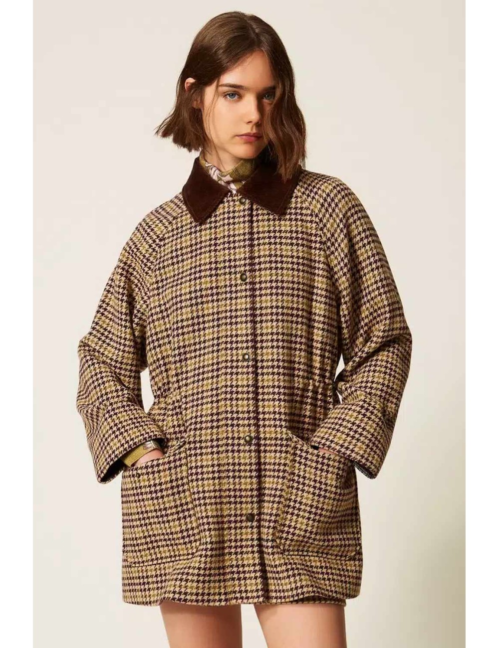 Twinset parka in misto lana jacquard pied-de-pouleTwinsetPassioni Boutique