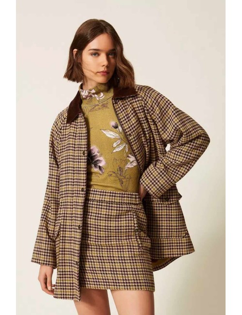 Twinset gonna corta in misto lana jacquard pied-de-pouleTwinsetPassioni Boutique