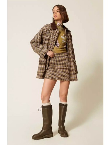 Twinset parka in misto lana jacquard pied-de-pouleTwinsetPassioni Boutique