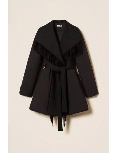Twinset giacca imbottita in nylon trapuntato con dettaglio frangeTwinsetPassioni Boutique