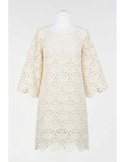 Twinset - abito off-white in pizzo 261lm2cee 00526
