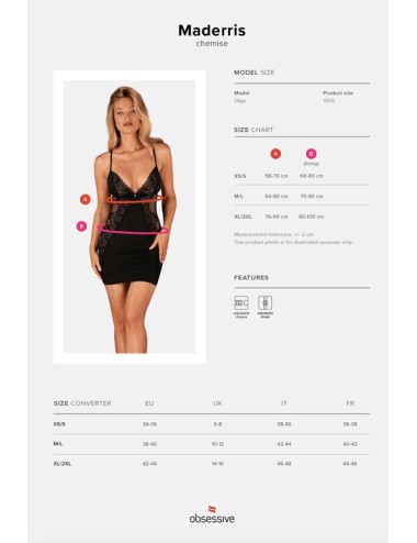 Obsessive lingerie - madderis sexy chemise con perizoma mod. olga 1300 neroObsessive LingeriePassioni Boutique