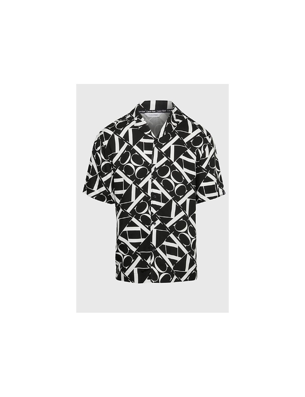 Ck - camicia da spiaggia stampata - ck monogram km0km00970-ogk neroCalvin Klein UomoPassioni Boutique