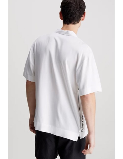 Ck - camicia da spiaggia stampata - ck monogram km0km00970-ogk neroCalvin Klein UomoPassioni Boutique