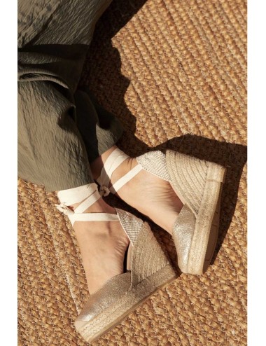 Genuins - espadrillas con zeppa, darya vegano g105916 platinoGenuinsPassioni Boutique