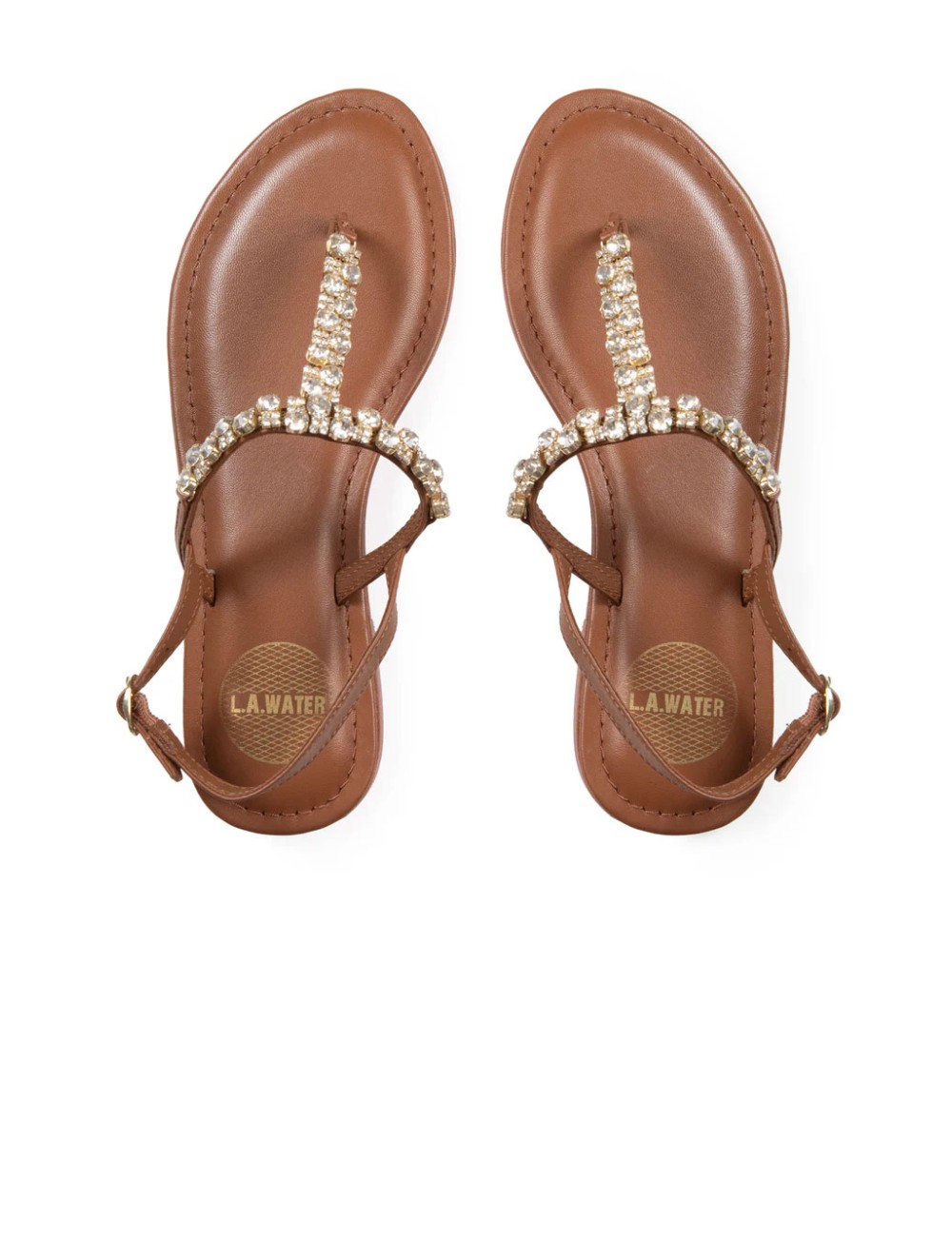 Donna infradito l.a. water vera pelle cuoio pietre cristallo 36-41 62204bLAWaterPassioni Boutique