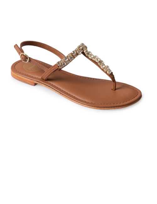 Donna ciabatte l.a. water vera pelle cuoio pietre vetro ambra 62204bLAWaterPassioni Boutique