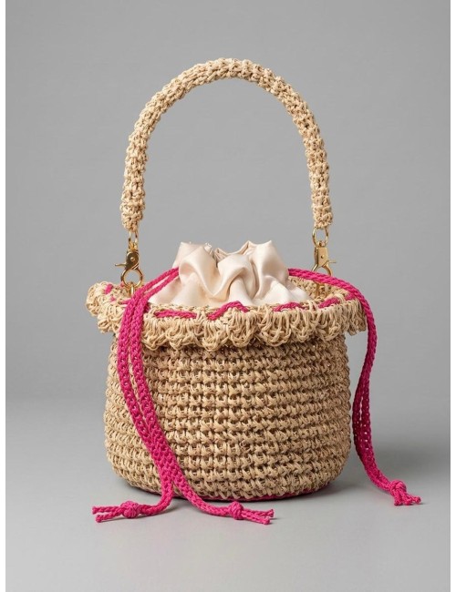 Donna borsa candyg shopper nera oro raffia fatto a mano secchielloCandygPassioni Boutique