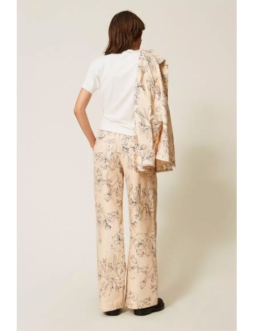 Twinset - camicia in bull di cotone stretch con stampa gigliTwinsetPassioni Boutique
