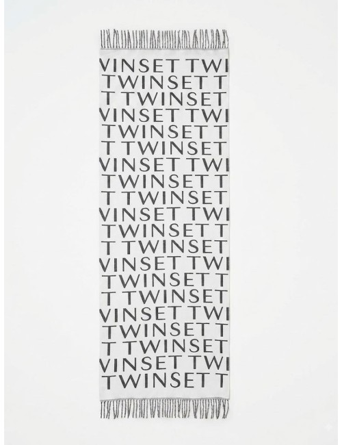 Twinset stola donna in panno di viscosa con logo jacquard e frangeTwinsetPassioni Boutique