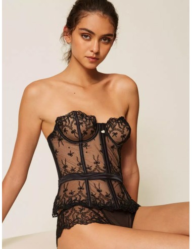 Twinset bustier in tulle ricamato con fiocchiTwinsetPassioni Boutique
