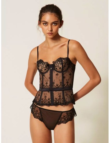 Twinset bustier in tulle ricamato con fiocchiTwinsetPassioni Boutique