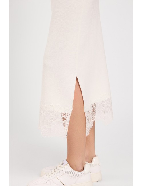 Twinset  maglia con collo alto e pizzo avorioTwinsetPassioni Boutique