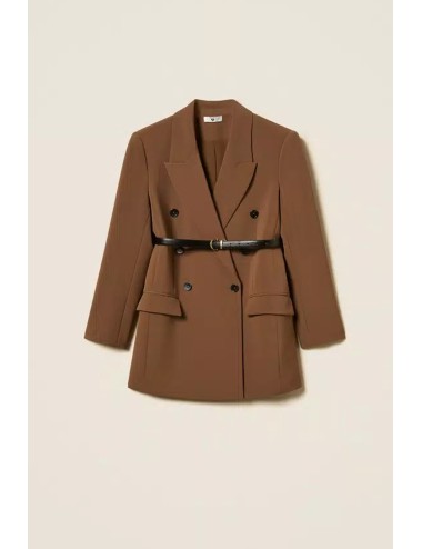 Twinset - giacca blazer in cady con cintura 262li2dqq teakTwinsetPassioni Boutique