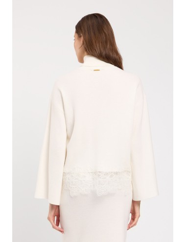Twinset  maglia con collo alto e pizzo avorioTwinsetPassioni Boutique
