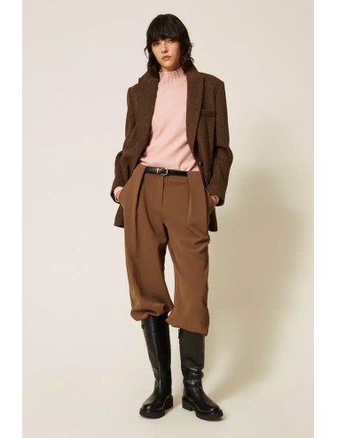 Twinset - pantaloni ampi in cady con cintura 262li2dpp teakTwinsetPassioni Boutique