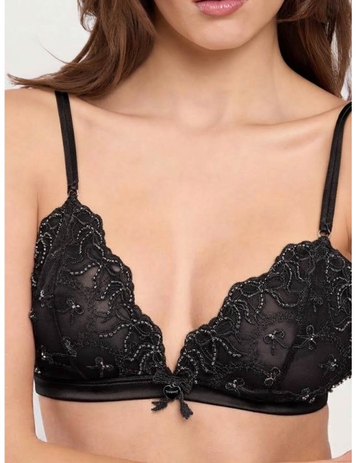 Twinset slip perizoma in tulle ricamato con fiocchi neroTwinsetPassioni Boutique