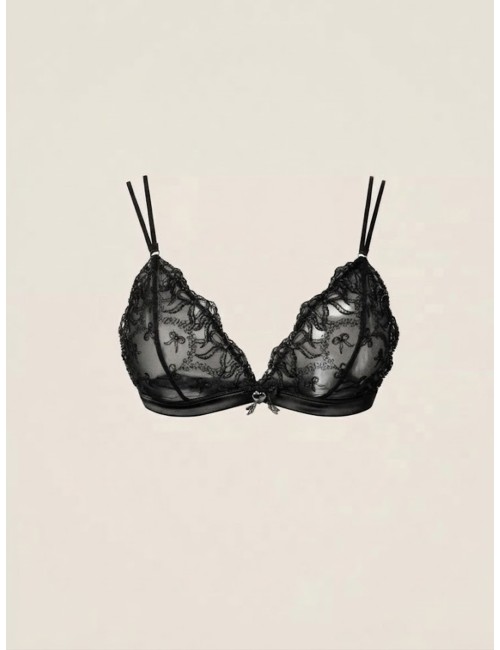 Twinset slip perizoma in tulle ricamato con fiocchi neroTwinsetPassioni Boutique