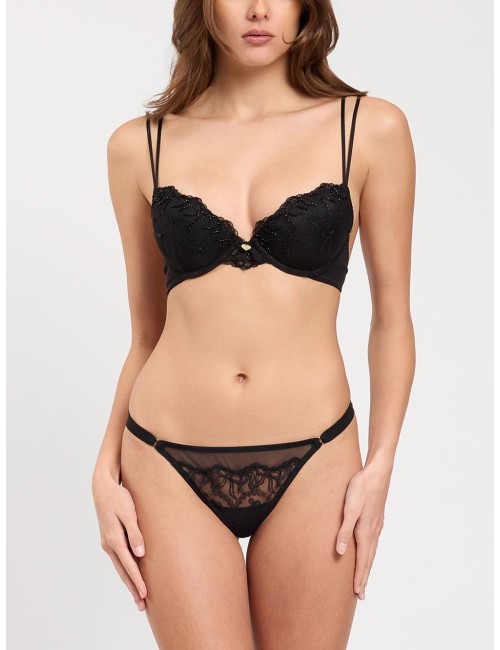 Twinset slip perizoma in tulle ricamato con fiocchi neroTwinsetPassioni Boutique