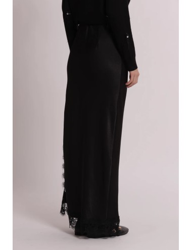 Mimi muà - gonna midi con spacco e raffinato bordo in pizzo mrap-5305 neroMimi-Mu1Passioni Boutique