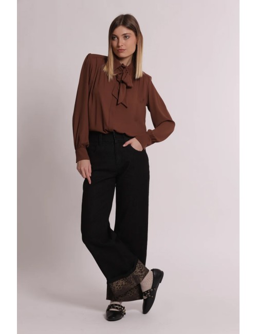 Mimi muà - camicia in fantasia maculato mrap-1177 cammello/prugnaMimi-Mu1Passioni Boutique