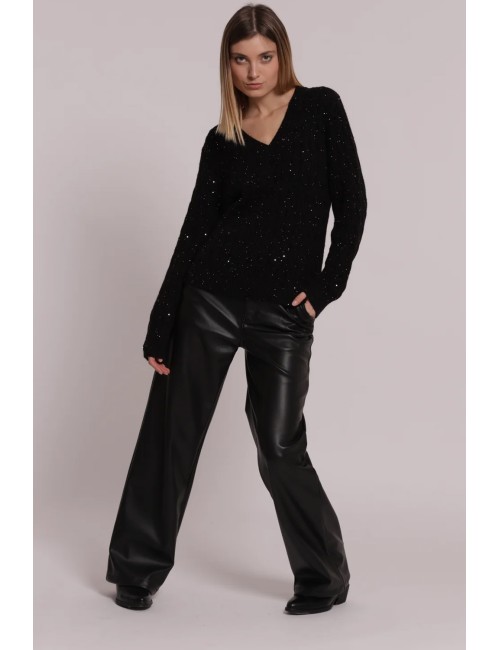 Mimi muà - pantalone wide leg simil pelle zdap-2128 moroMimi-Mu1Passioni Boutique
