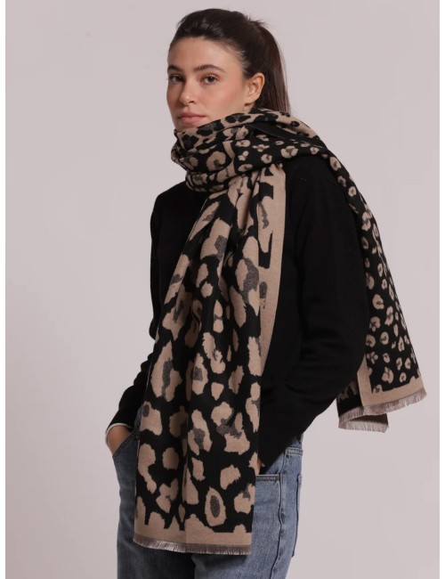 Mimi muà - sciarpa con maculato e doppia cornice fsap-9453 691Mimi-Mu1Passioni Boutique