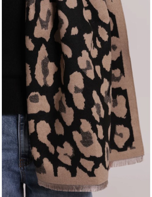 Mimi muà - sciarpa con maculato e doppia cornice fsap-9453 691Mimi-Mu1Passioni Boutique