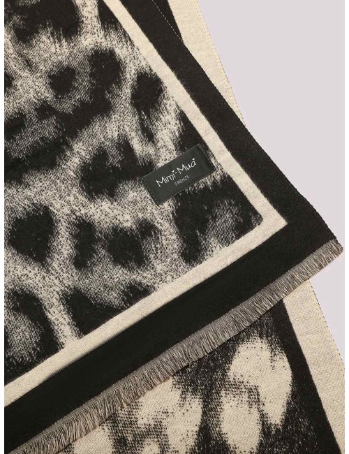 Mimi muà - sciarpa con maculato e doppia cornice fsap-9453 910Mimi-Mu1Passioni Boutique