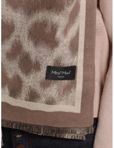 Mimi muà - sciarpa con maculato e doppia cornice fsap-9453 beigeMimi-Mu1Passioni Boutique