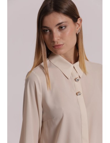 Mimi muà - camicia in georgette con raffinati bottoni gioiello esap-1146 pannaMimi-Mu1Passioni Boutique