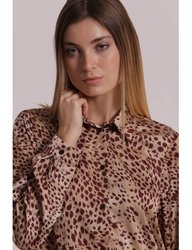 Mimi muà - camicia in fantasia maculato mrap-1177 cammello/prugnaMimi-Mu1Passioni Boutique