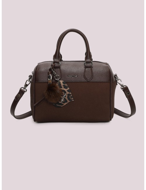 Mimi muà - borsa bauletto con charm e cuore m8-y201609 moro