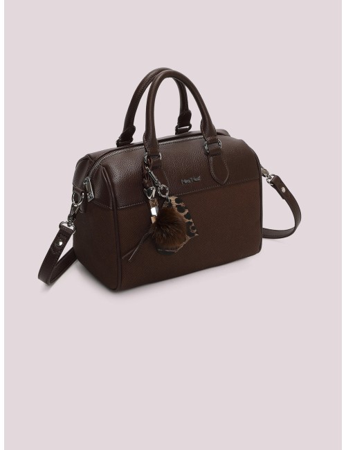 Mimi muà - borsa bauletto con charm e cuore m8-y201609 moro