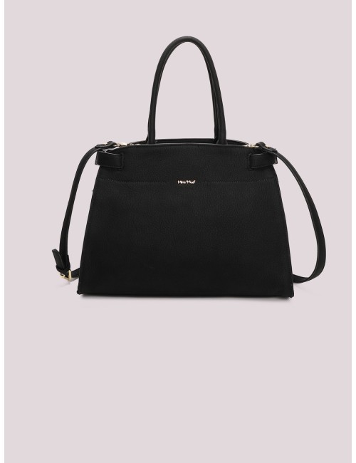 Mimi muà - borsa a spalla con fianchi effetto camoscio m8-y201605 nero