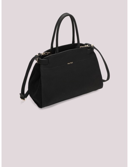 Mimi muà - borsa a spalla con fianchi effetto camoscio m8-y201605 nero