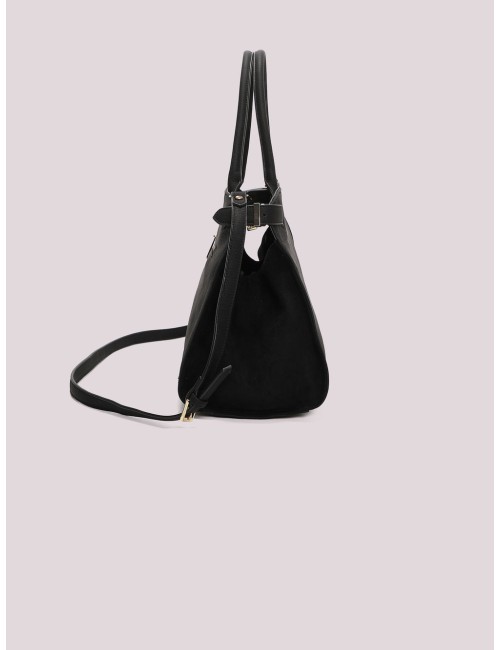 Mimi muà - borsa a spalla con fianchi effetto camoscio m8-y201605 nero