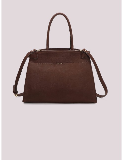 Mimi muà - borsa a spalla con fianchi effetto camoscio m8-y201605 moro
