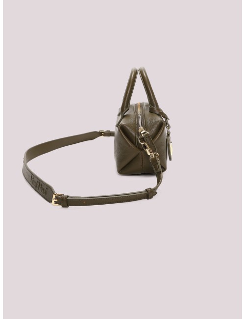 Mimi muà - borsa a bauletto piccola con targhetta logata m8-j201579 verde militare