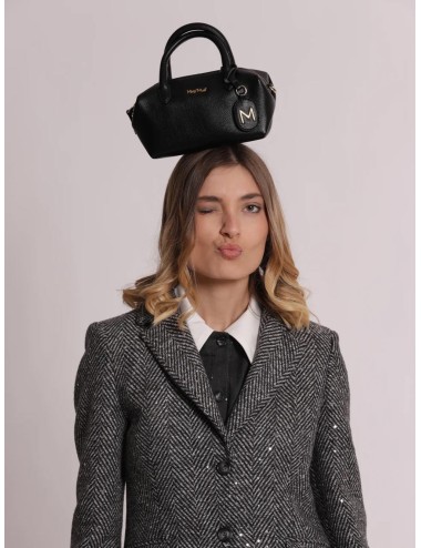 Mimi muà - borsa a bauletto piccola con targhetta logata m8-j201579 neroMimi-Mu1Passioni Boutique