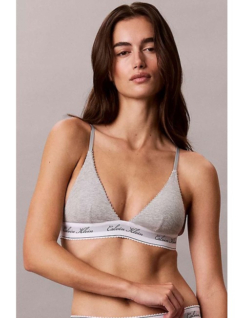 Calvin klein - reggiseno a triangolo leggermente imbottito - icon cotton modal lv00qf9068-p7a grey heather