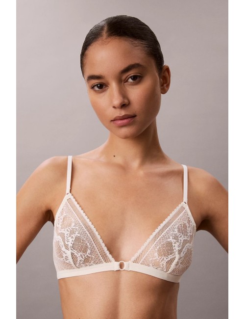 Calvin klein - reggiseno a triangolo sfoderato - eternal stretch lace lv00qf8956-101 ivory