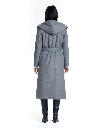 Take two cappotto lungo con  cinta e cappuccio cdh dt03905 grigioTake TwoPassioni Boutique