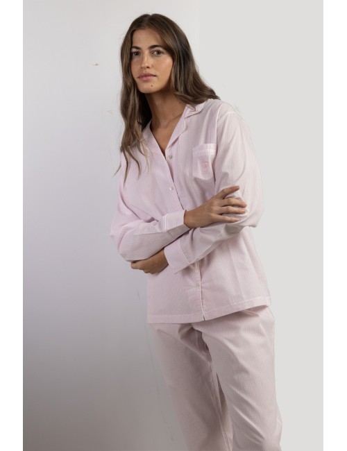Admas - pigiama aperto a righe 63625 rosa