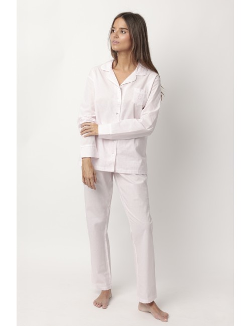 Admas - pigiama aperto a righe 63625 rosa