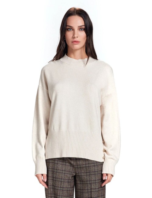 Take two lupetto spacco e bottoni viscosa g7 dt003539 beige
