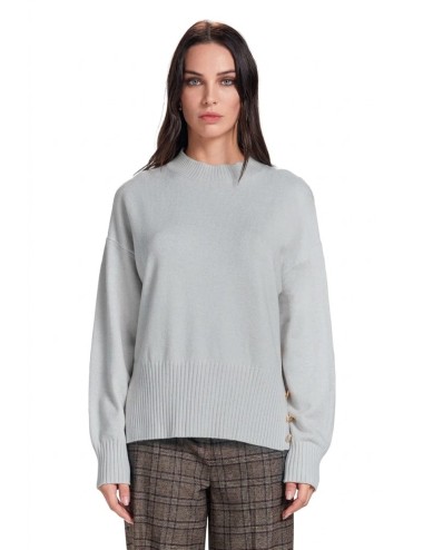 Take two lupetto spacco e bottoni viscosa g7 dt003539 grigio chiaroTake TwoPassioni Boutique