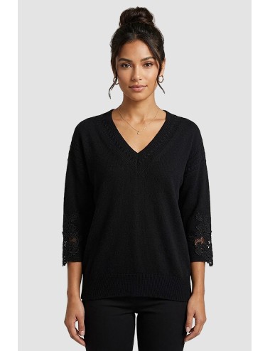 Ermanno scervino - maglia in lana, viscosa e cashmere d454l507apdyi 95708 nero